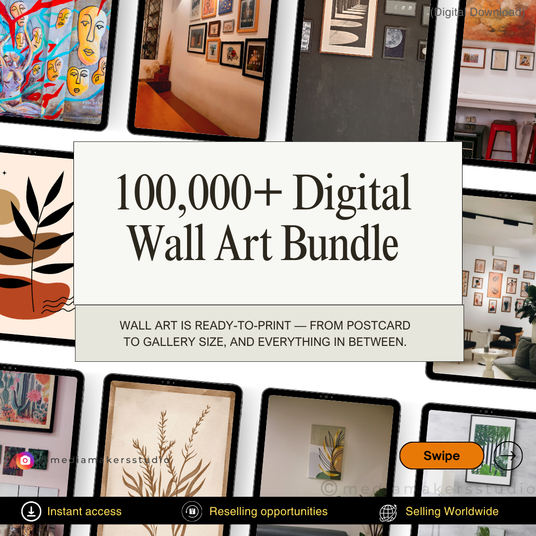 100,000+ Digital Wall Art Bundle | Printable Vintage, Boho, Abstract & Famous Art Prints