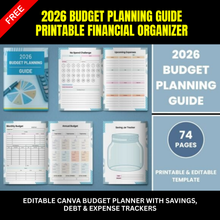 2026 Budget Planning Guide | Editable Canva Budget Planner with Savings, Debt & Expense Trackers | Printable Financial Organizer