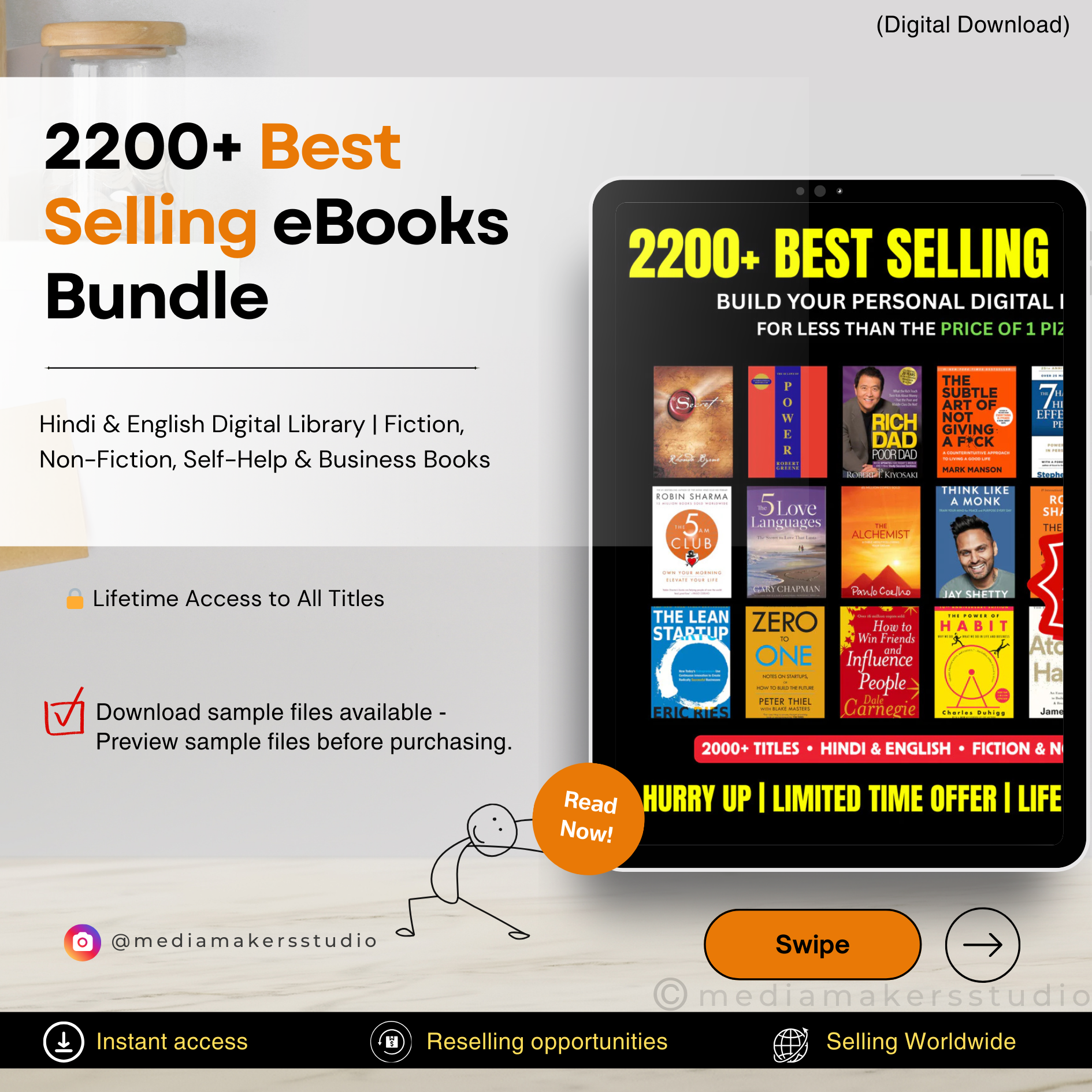 2200+ Best Selling eBooks Bundle | Hindi & English Digital Library | Fiction, Non-Fiction, Self-Help & Business Books | Instant Download Collection