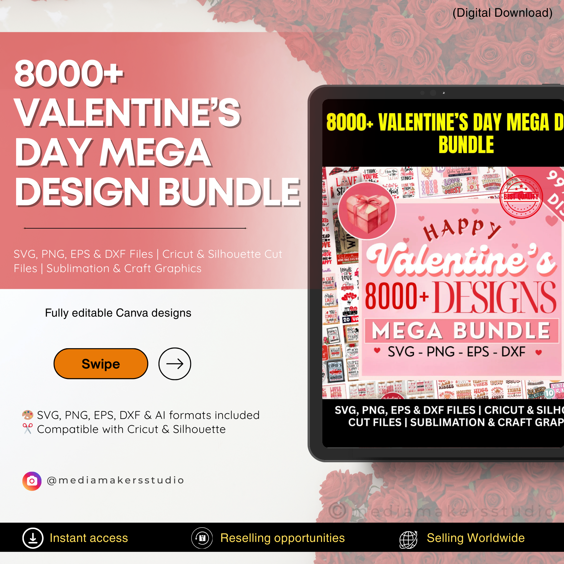 8000+ Valentine’s Day Mega Design Bundle | SVG, PNG, EPS & DXF Files | Cricut & Silhouette Cut Files | Sublimation & Craft Graphics