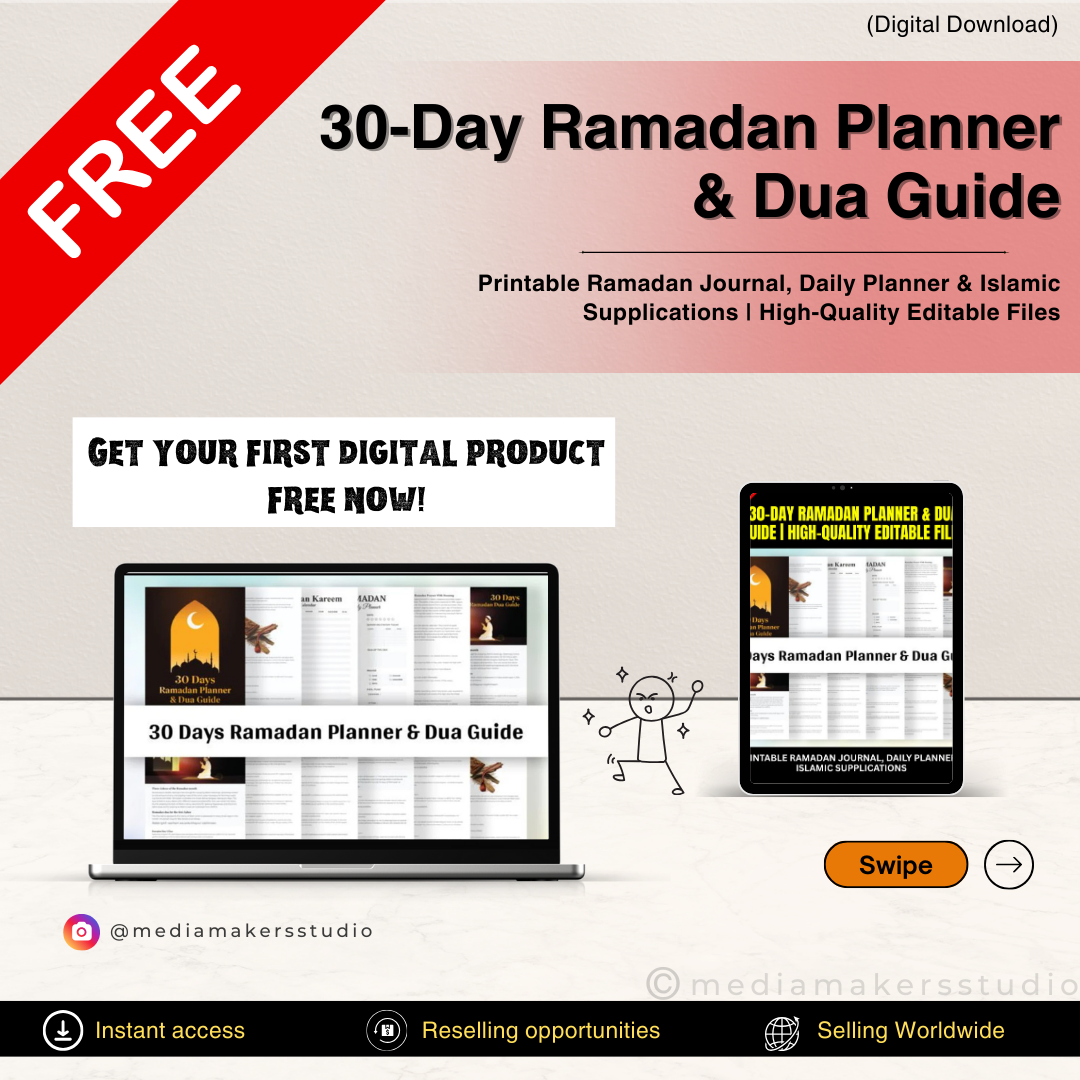 30-Day Ramadan Planner & Dua Guide | Printable Ramadan Journal, Daily Planner & Islamic Supplications | High-Quality Editable Files